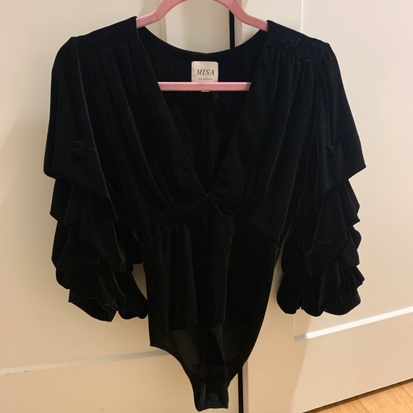 SALE BNWOT Misa Los Angeles Linde Black Bodysuit - Picture 3 of 8